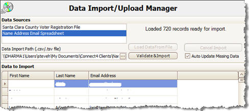 The Data Import Management Form