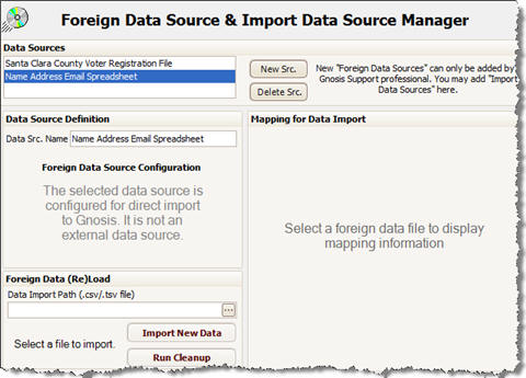 The Data Source Definition Management Form